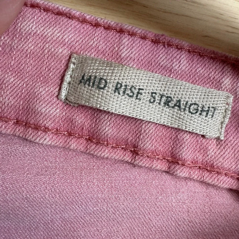 LOGO by Lori Goldstein Faded‎ Straight Jeans Women's Pink Denim Frayed - 12